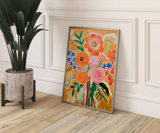 Orange Flowers Print