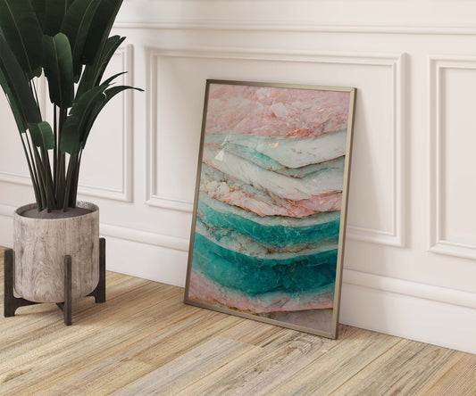 Pink Turquoise Marble Print