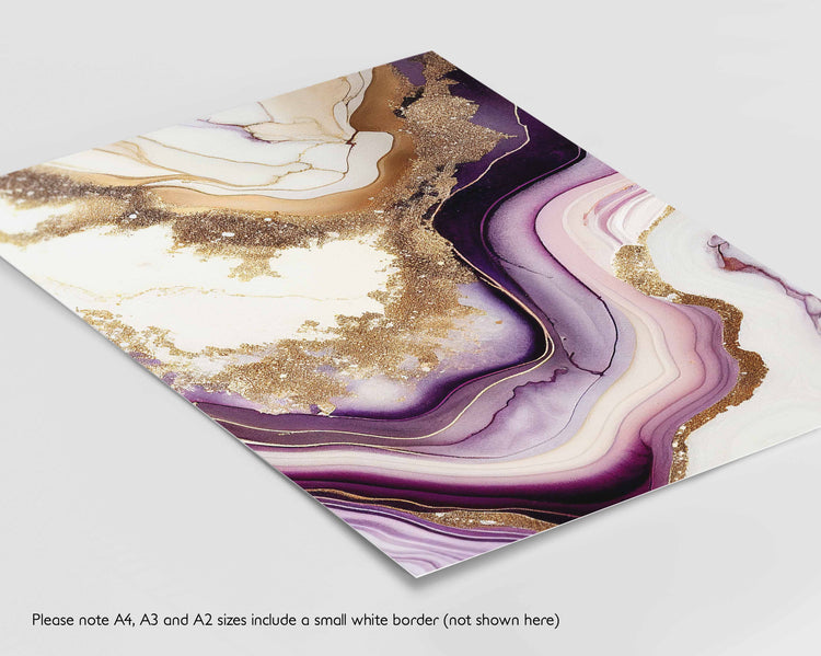 Purple Gold Marble Set of 3 Prints