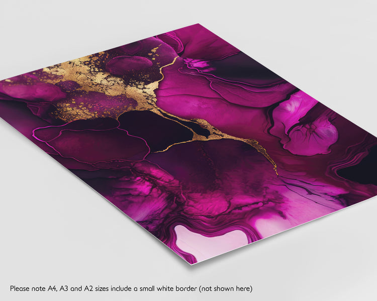 Magenta Gold Marble Set of 3 Prints