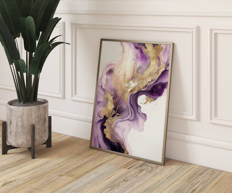 Purple Gold Marble Set of 3 Prints