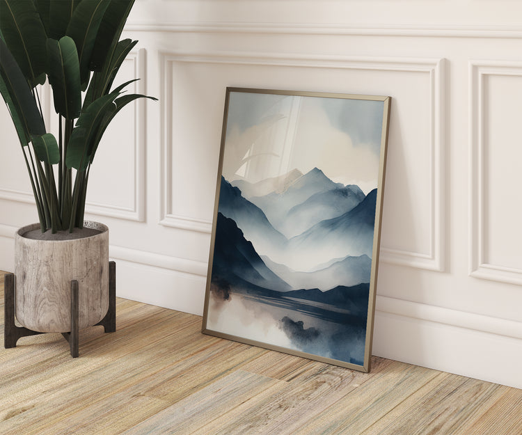 Dark Blue Mountains Set of 3 Prints