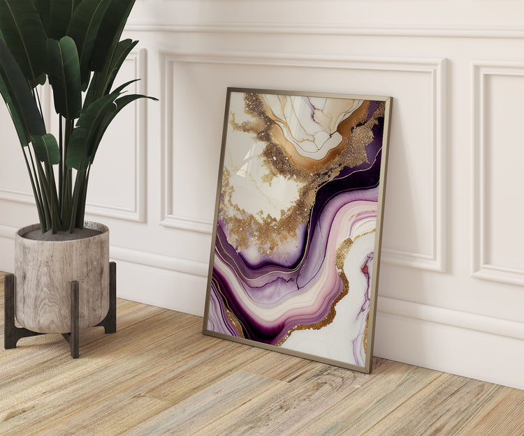 Purple Gold Marble Set of 3 Prints