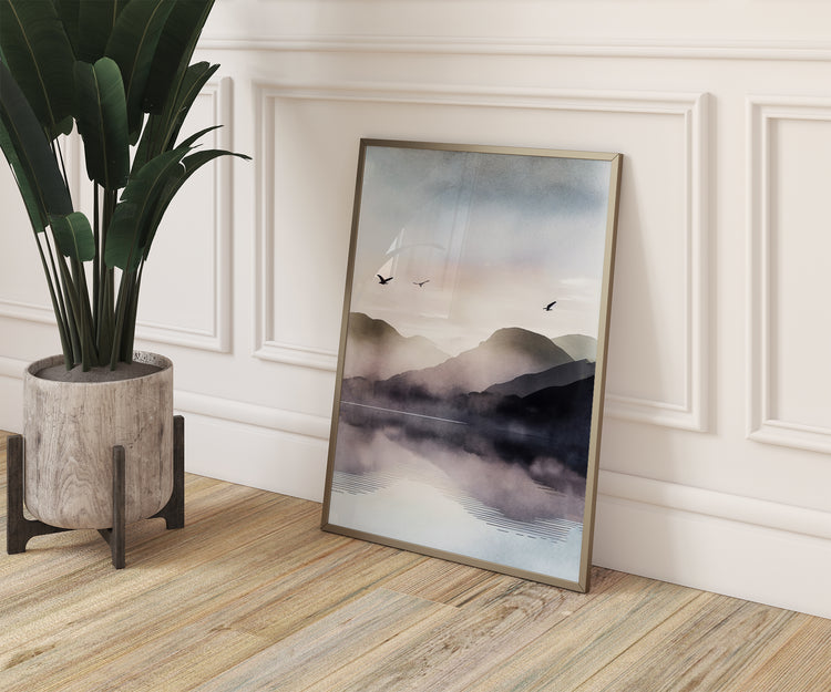 Purple Blue Mountains Set of 3 Prints