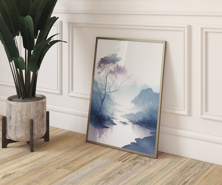 Purple Blue Landscape Set of 3 Prints