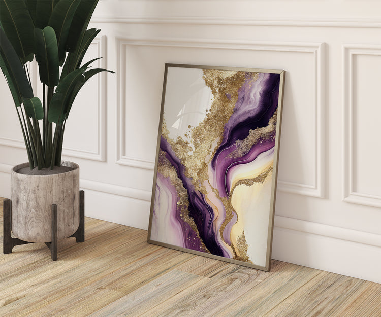 Purple Gold Marble Set of 3 Prints