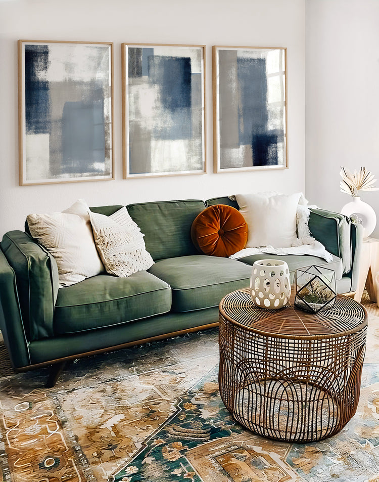 Blue and Grey Set of 3 Prints