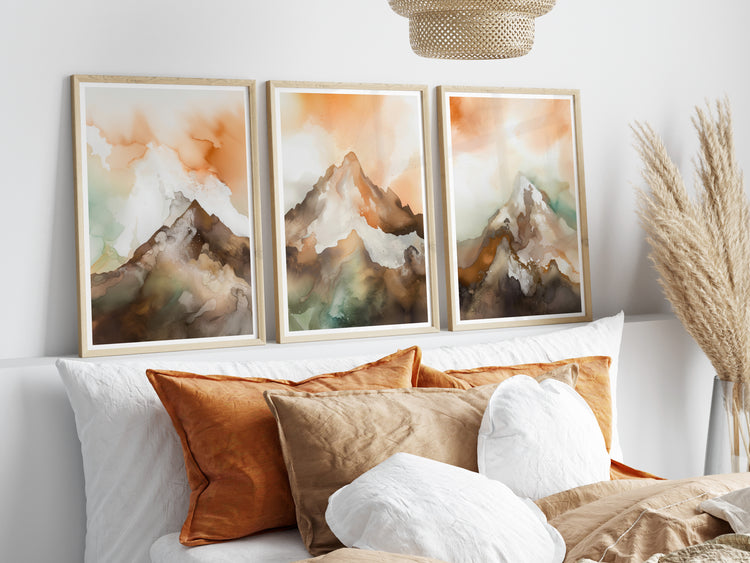 Orange Mountains Set of 3 Prints